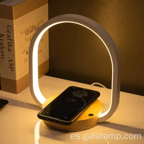 Lámpara de noche LED moderna con estación de carga inalámbrica